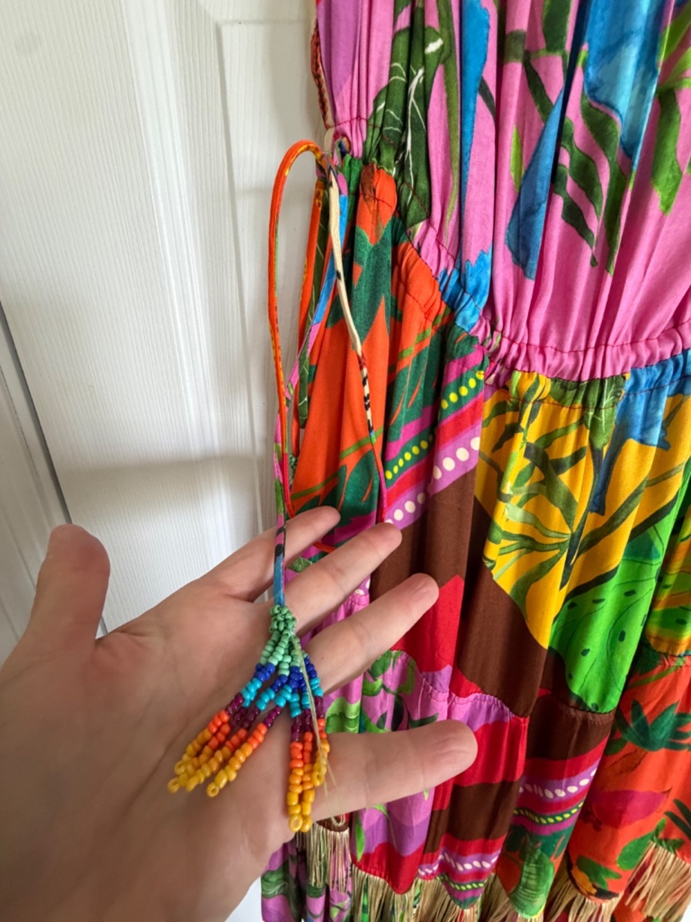 Anthropologie x Farm Rio Palila Fringed Midi Dress XL - Picture 4 of 8